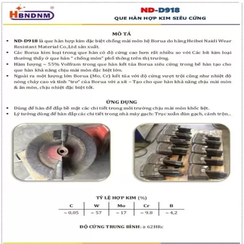 Que hàn chống mài mòn ND-D918